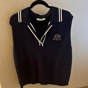 Abercrombie & Fitch Navy Polo with White Stripes